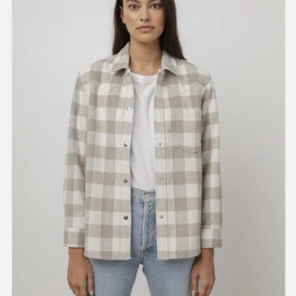 RAILS Tripp Shirt Jacket Ivory Rain Checkered Fleece Flannel - Picture 3 of 12
